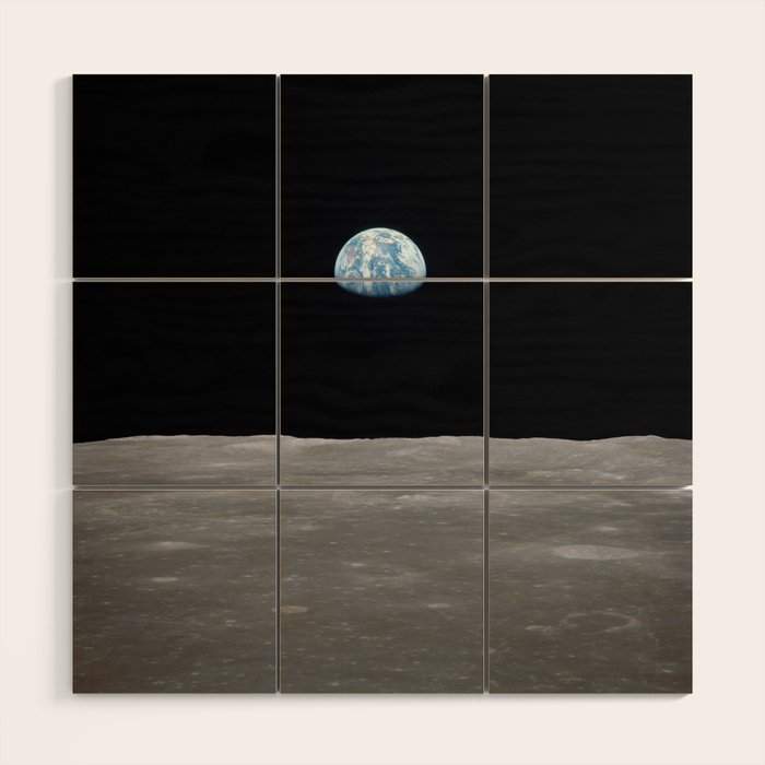 Earth rise over the Moon Wood Wall Art Gallery Image 1