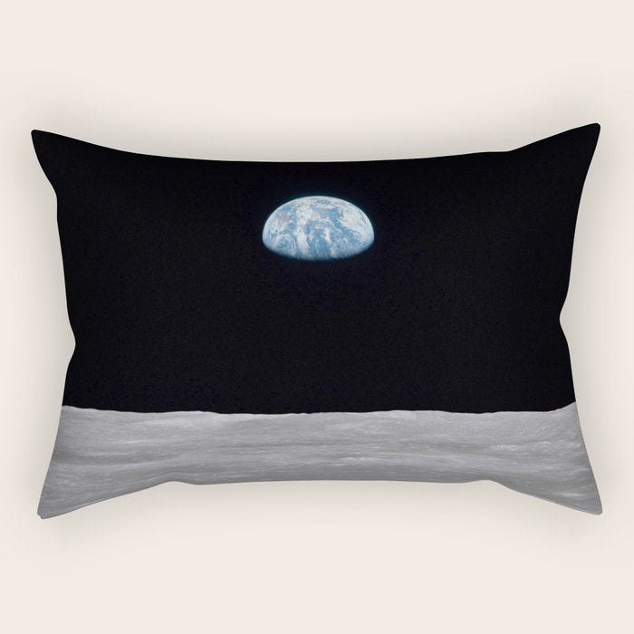 Earth rise over the Moon Rectangular Pillow Gallery Image 1
