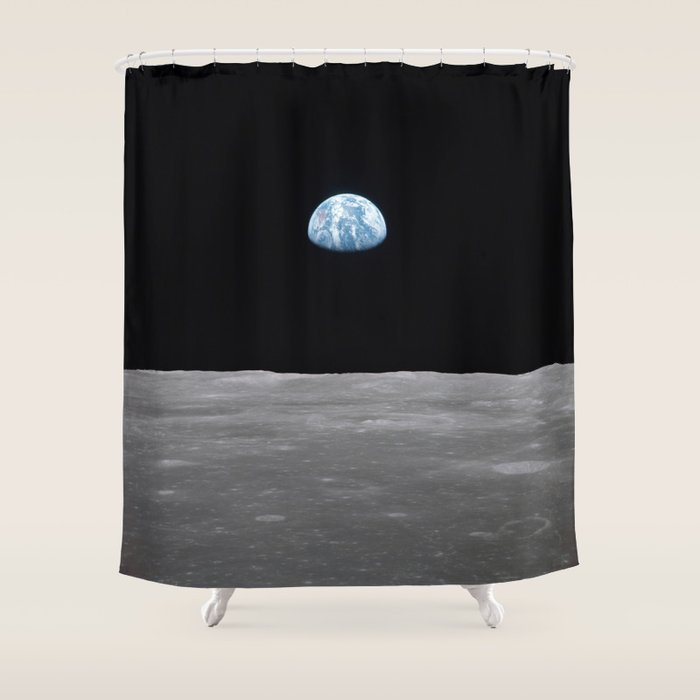 Earth rise over the Moon Shower Curtain Gallery Image 1