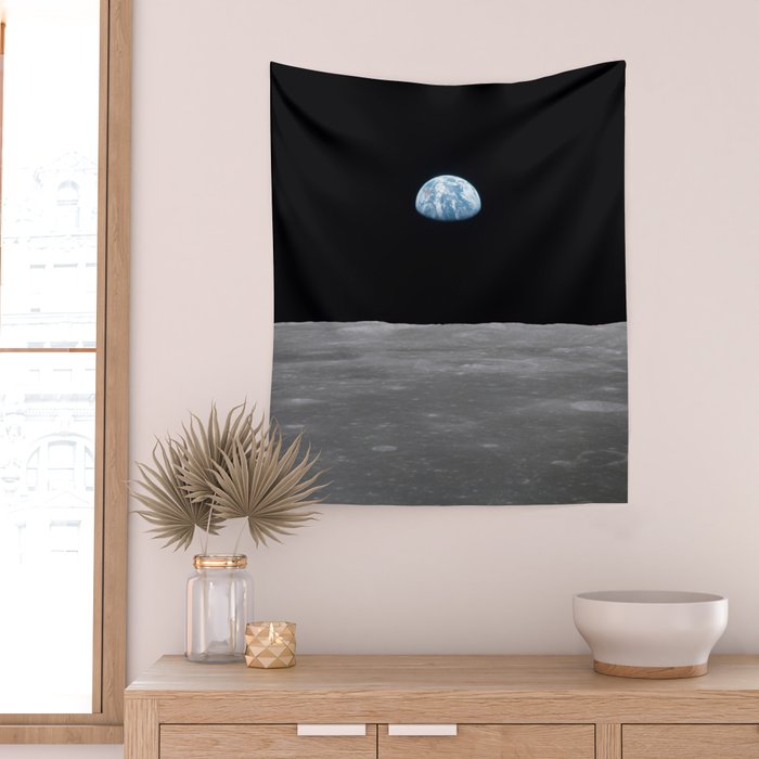 Earth rise over the Moon Wall Tapestry Gallery Image 2