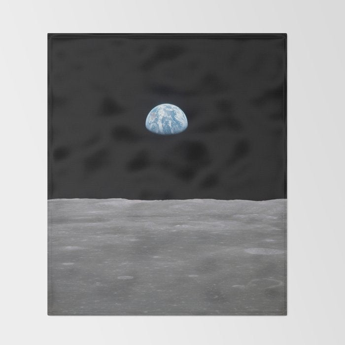 Earth rise over the Moon Throw Blanket Gallery Image 2