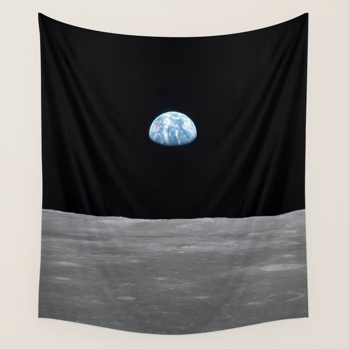 Earth rise over the Moon Wall Tapestry Gallery Image 4