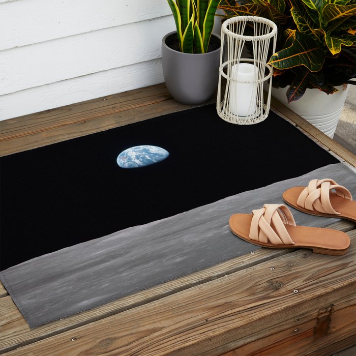 Earth rise over the Moon Outdoor Rug Gallery Image 2