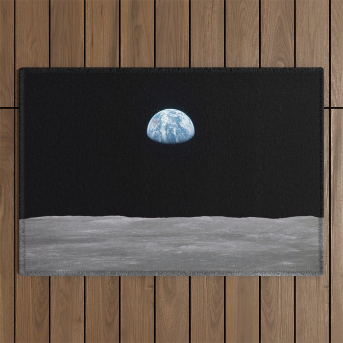 Earth rise over the Moon Outdoor Rug Gallery Image 1