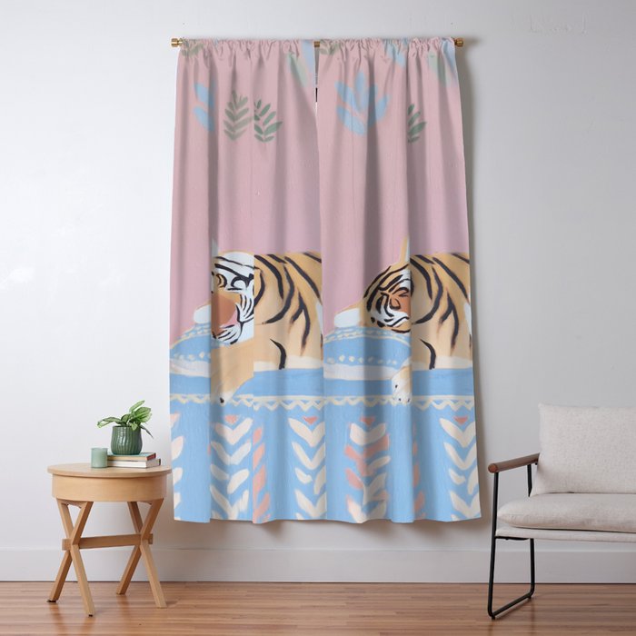 Dreaming Tiger Botanical Bliss Window Curtain Gallery Image 1