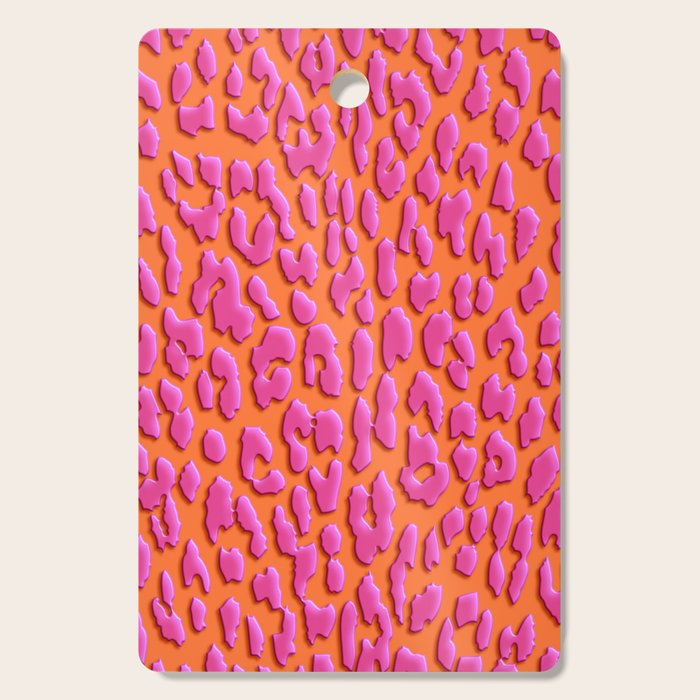 Bright Orange & Pink Leopard Print Cutting Board Gallery Image 1
