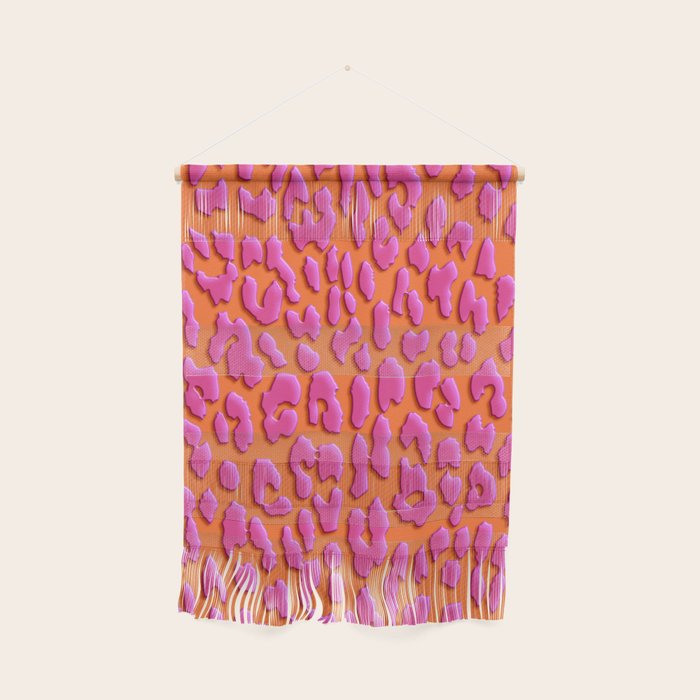 Bright Orange & Pink Leopard Print Wall Hanging Gallery Image 1
