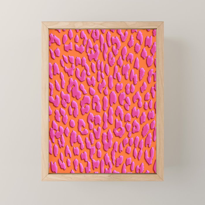 Bright Orange & Pink Leopard Print Mini Art Print Gallery Image 1