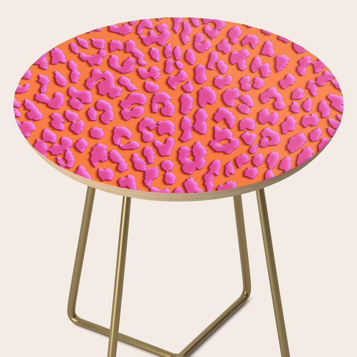 Bright Orange & Pink Leopard Print Side Table Gallery Image 2
