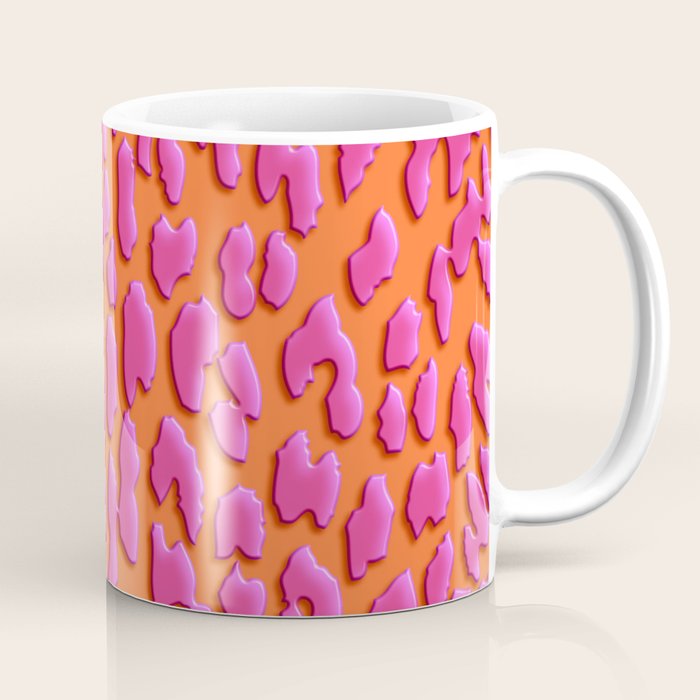 Bright Orange & Pink Leopard Print Coffee Mug Gallery Image 1