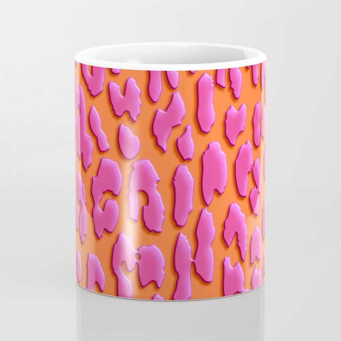 Bright Orange & Pink Leopard Print Coffee Mug Gallery Image 4