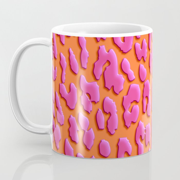 Bright Orange & Pink Leopard Print Coffee Mug Gallery Image 3