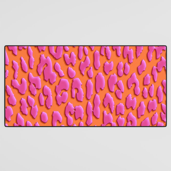 Bright Orange & Pink Leopard Print Desk Mat Gallery Image 3