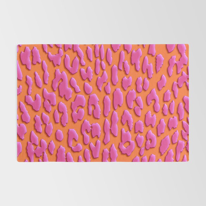 Bright Orange & Pink Leopard Print Rug Gallery Image 2