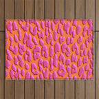Bright Orange & Pink Leopard Print Outdoor Rug Gallery Image 1