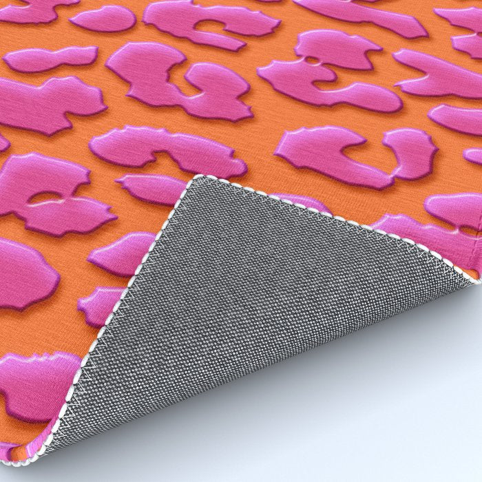 Bright Orange & Pink Leopard Print Rug Gallery Image 4