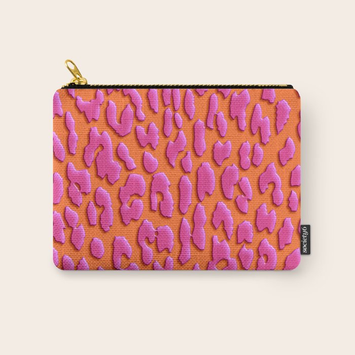 Bright Orange & Pink Leopard Print Carry All Pouch Gallery Image 1