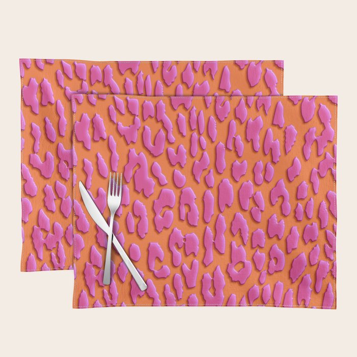 Bright Orange & Pink Leopard Print Placemat Gallery Image 1