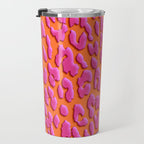 Bright Orange & Pink Leopard Print Travel Mug Gallery Image 3