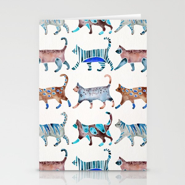 Cat Collection - Blue & Brown Palette Stationery Card Gallery Image 1