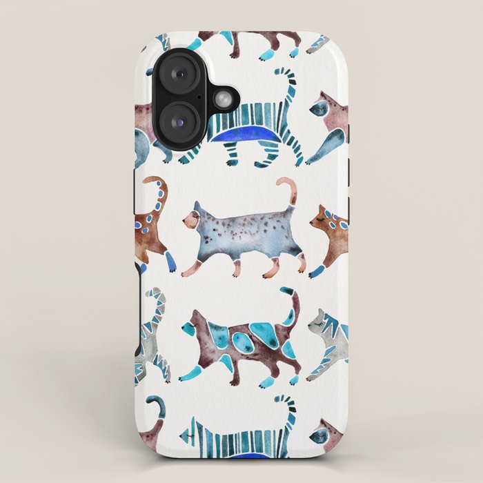 Cat Collection - Blue & Brown Palette iPhone Case Gallery Image 1