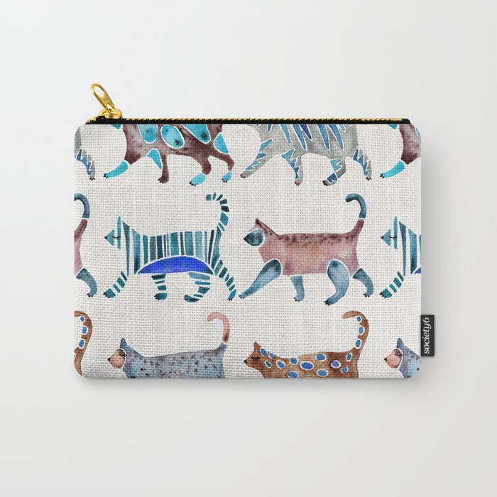 Cat Collection - Blue & Brown Palette Carry All Pouch Gallery Image 1