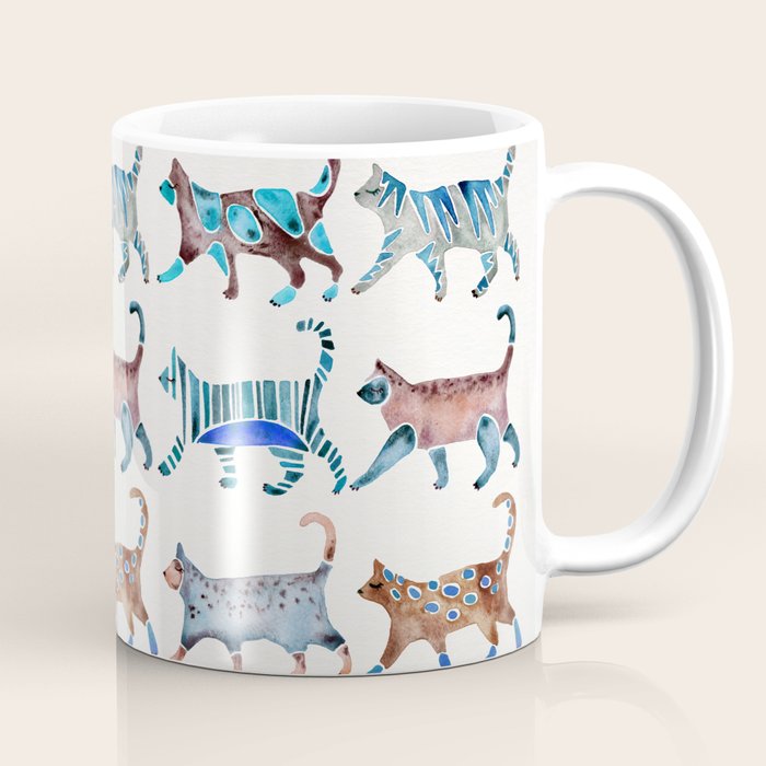 Cat Collection - Blue & Brown Palette Coffee Mug Gallery Image 1