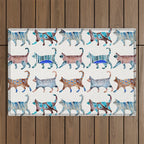 Cat Collection - Blue & Brown Palette Outdoor Rug Gallery Image 1