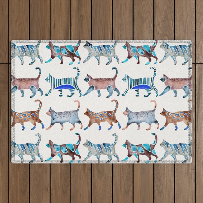 Cat Collection - Blue & Brown Palette Outdoor Rug Gallery Image 1