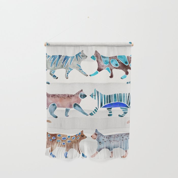 Cat Collection - Blue & Brown Palette Wall Hanging Gallery Image 1