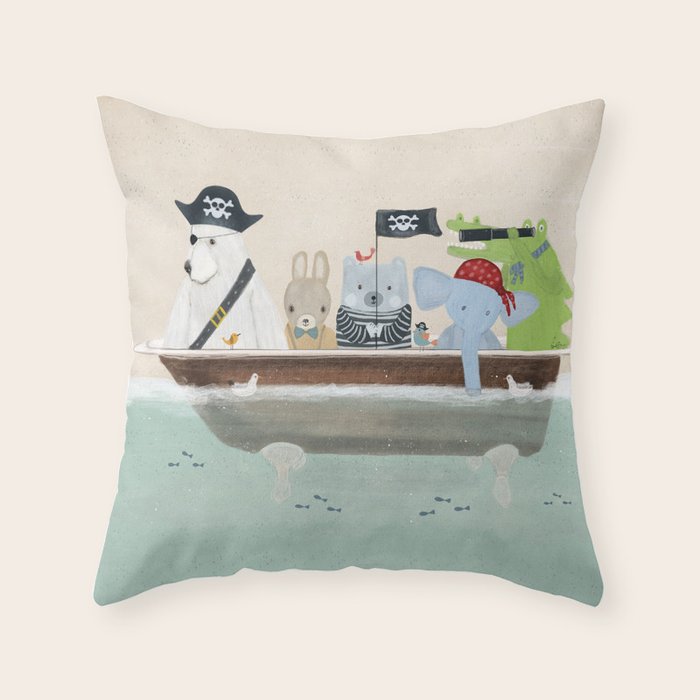 the pirate tub Throw Pillow Gallery Image 1