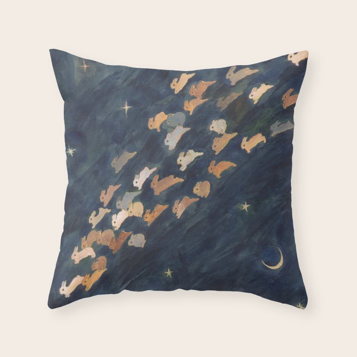 The moon, Venus and shooting star Throw Pillow Gallery Image 6