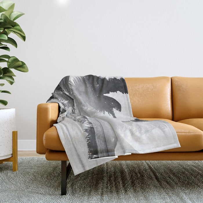 Tropicana seas - bw Throw Blanket Gallery Image 1