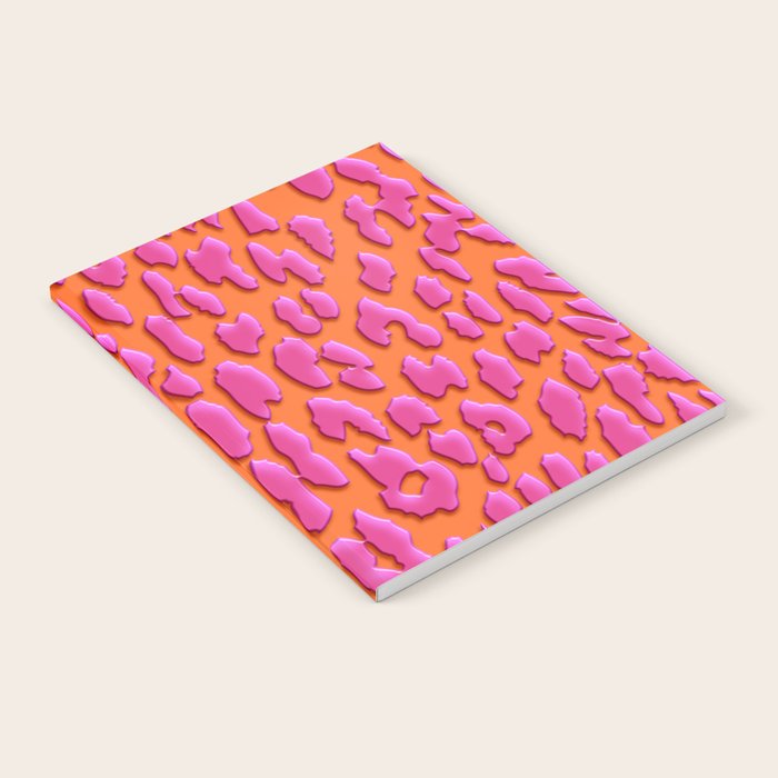 Bright Orange & Pink Leopard Print Notebook Gallery Image 1