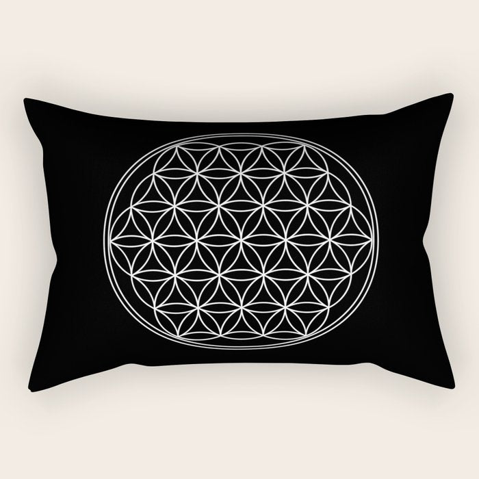 Flower of life on black Rectangular Pillow Gallery Image 1