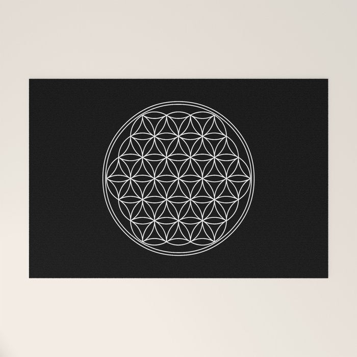 Flower of life on black Welcome Mat Gallery Image 1