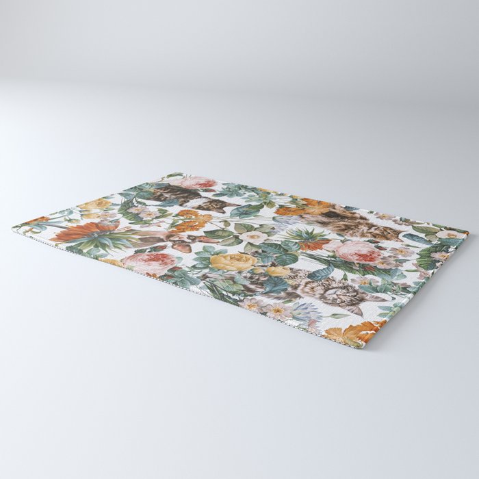 Cat and Floral Pattern III Rug Gallery Image 3