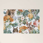 Cat and Floral Pattern III Welcome Mat Gallery Image 1