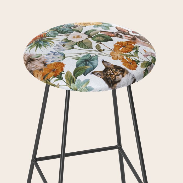 Cat and Floral Pattern III Stool Gallery Image 2