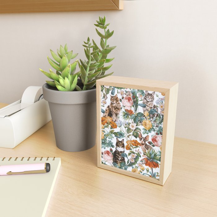 Cat and Floral Pattern III Mini Art Print Gallery Image 2