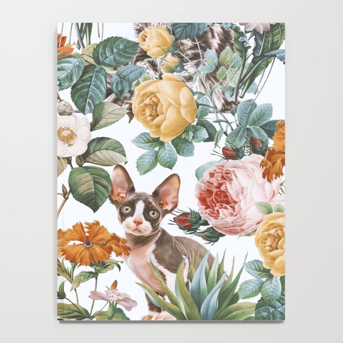Cat and Floral Pattern III Notebook Gallery Image 4