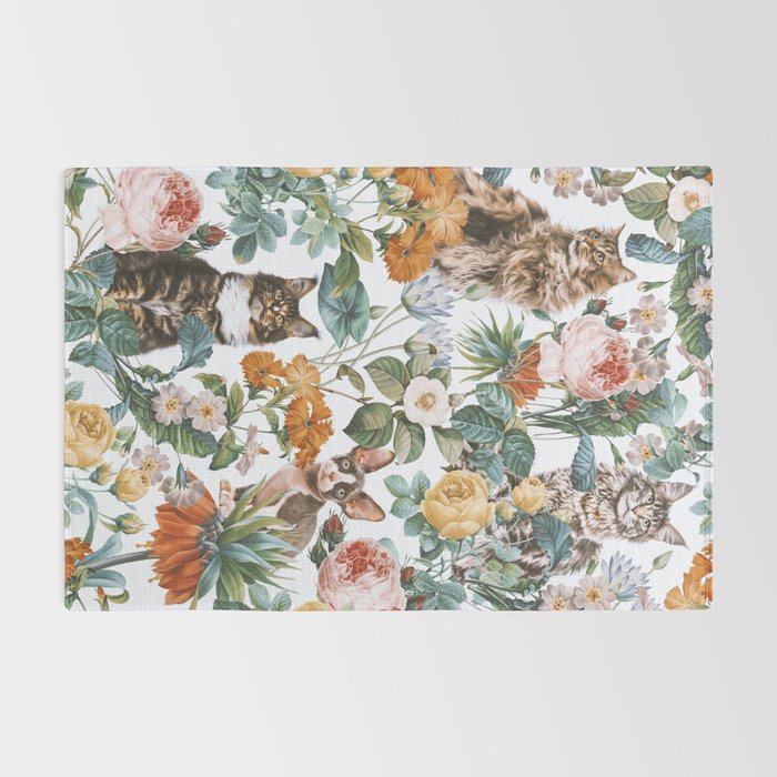 Cat and Floral Pattern III Rug Gallery Image 2