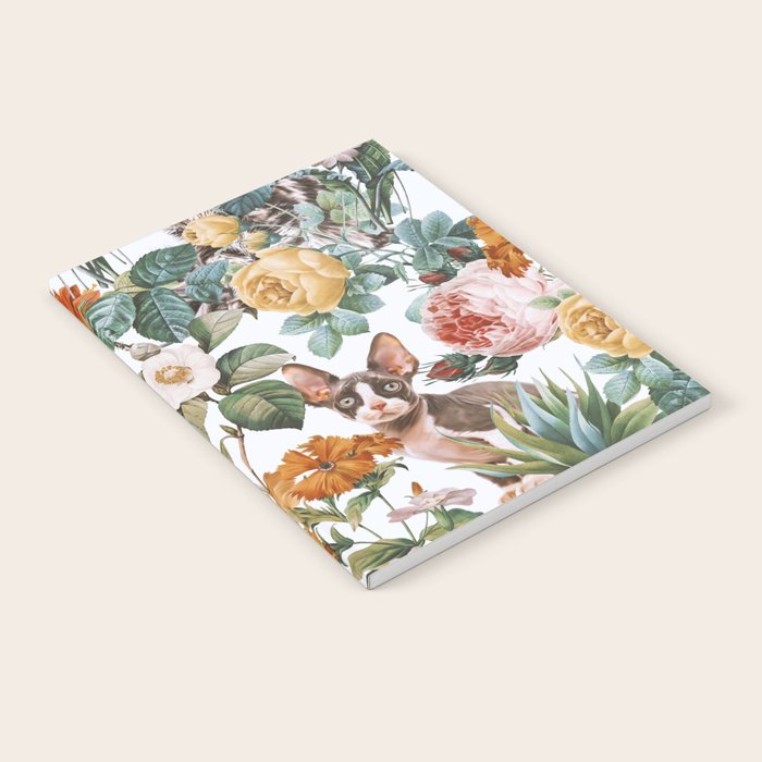 Cat and Floral Pattern III Notebook Gallery Image 1