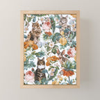 Cat and Floral Pattern III Mini Art Print Gallery Image 1