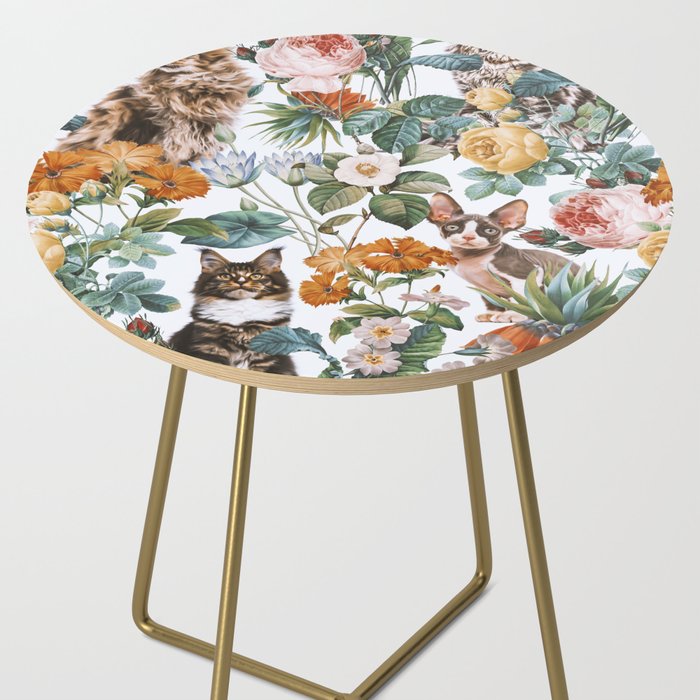 Cat and Floral Pattern III Side Table Gallery Image 2