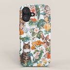 Cat and Floral Pattern III iPhone Case Gallery Image 1