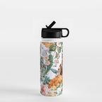 Cat and Floral Pattern III Water Bottle Gallery Image 1