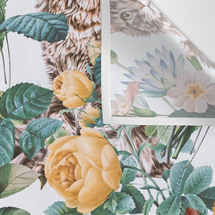 Cat and Floral Pattern III Wall Tapestry Gallery Image 3