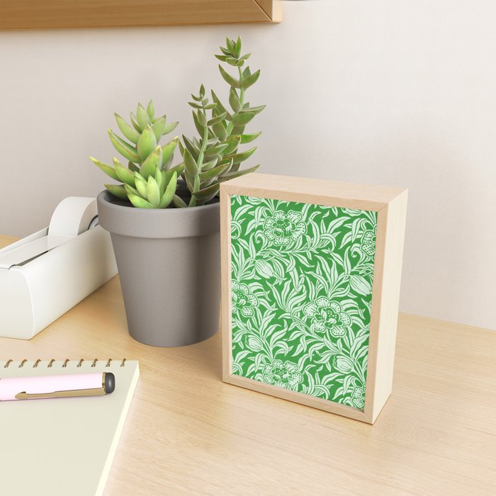 Vintage Floral Botanical Pattern Green Mini Art Print Gallery Image 2