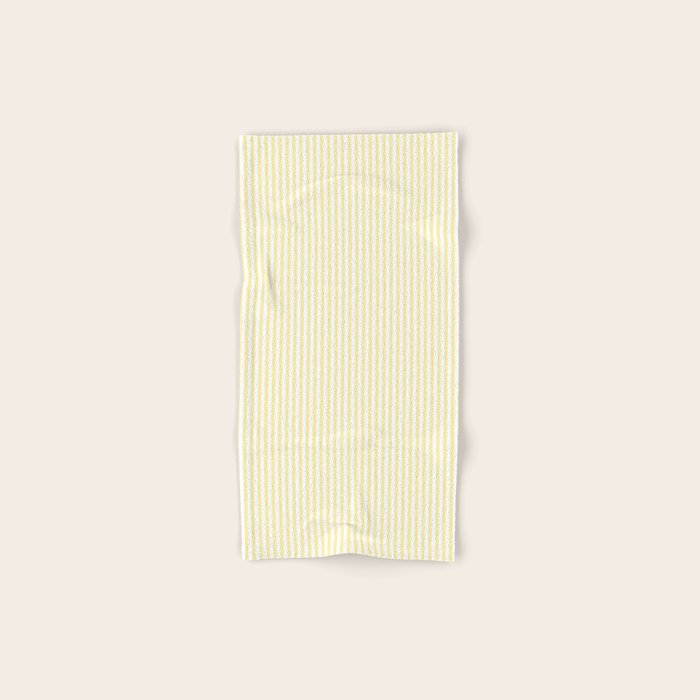 Fine Stripes Narrow Vertical Stripe Pattern in Light Butter Yellow and White Bath Towel Gallery Image 1
